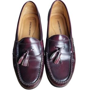Johnston & Murphy Hayes Tassel Loafers Mens 9.5M Burgundy‎ Leather Dress Shoes